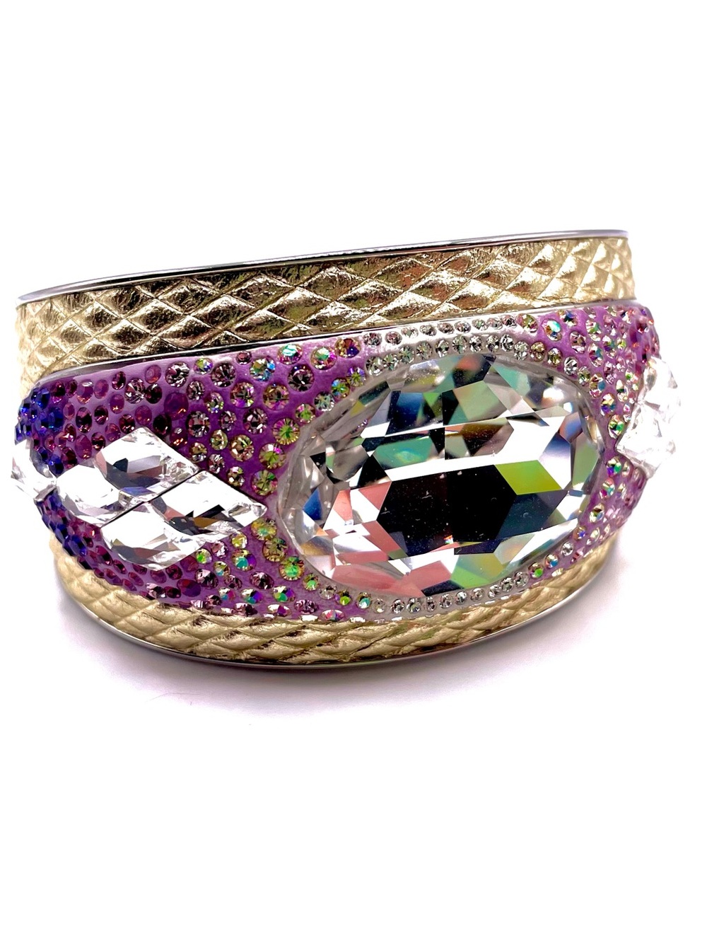 Swarovski Gold and Purple Crystal Embellished Cuff Bracelet